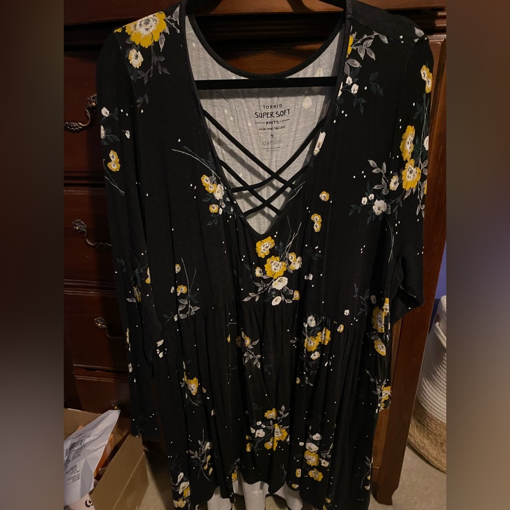Torrid Black Floral Blouse